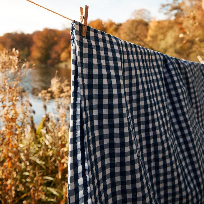 JUNA Bæk&Bølge Duvet Cover Set, Twin, Dark Blue/White