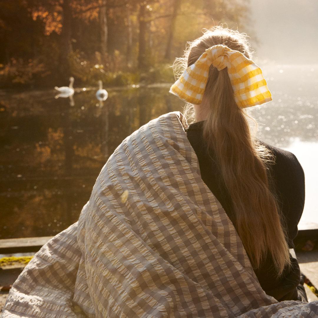 JUNA Bæk&Bølge Duvet Cover Set, Full, Grey/Birch