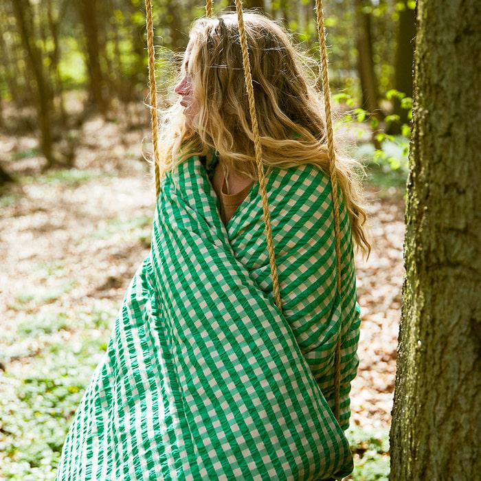 JUNA Bæk&Bølge Duvet Cover Set, King, Green/Sand