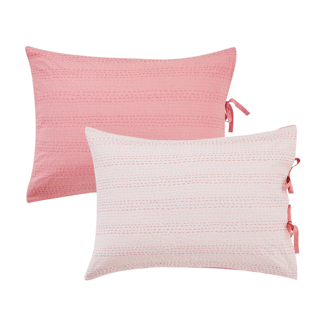 Hand Stitched Reversible Kantha Pillow Sham Pairs