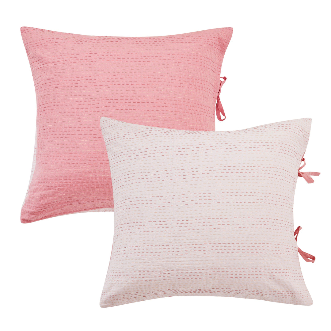 Hand Stitched Reversible Kantha Pillow Sham Pairs