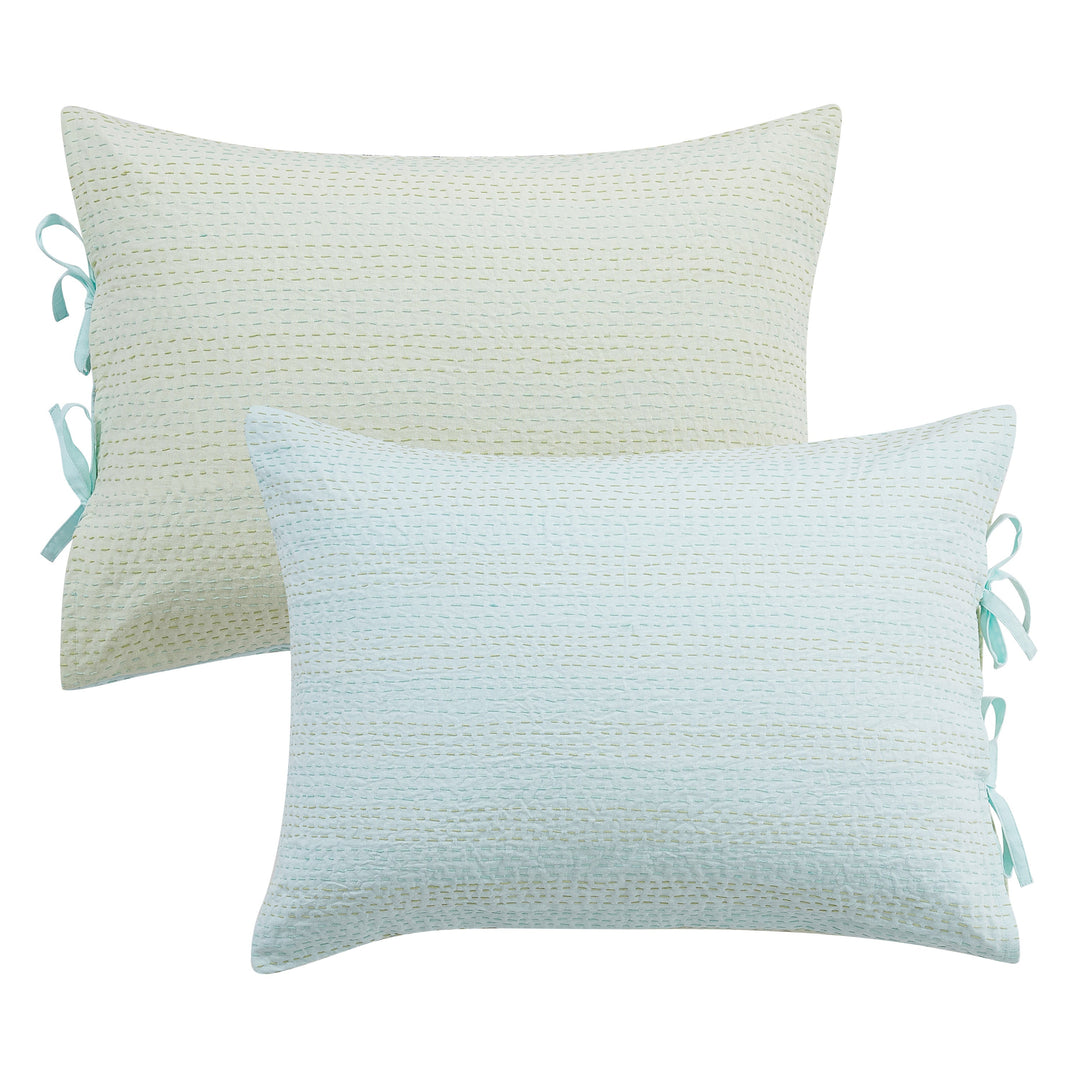 Hand Stitched Reversible Kantha Pillow Sham Pairs