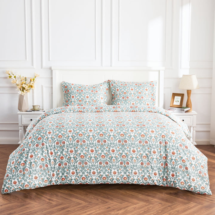 Arts & Crafts Floral Printed Duvet Set