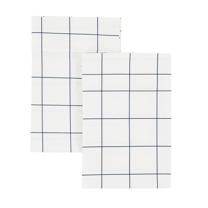 Grid Printed Cotton Percale Pillowcases