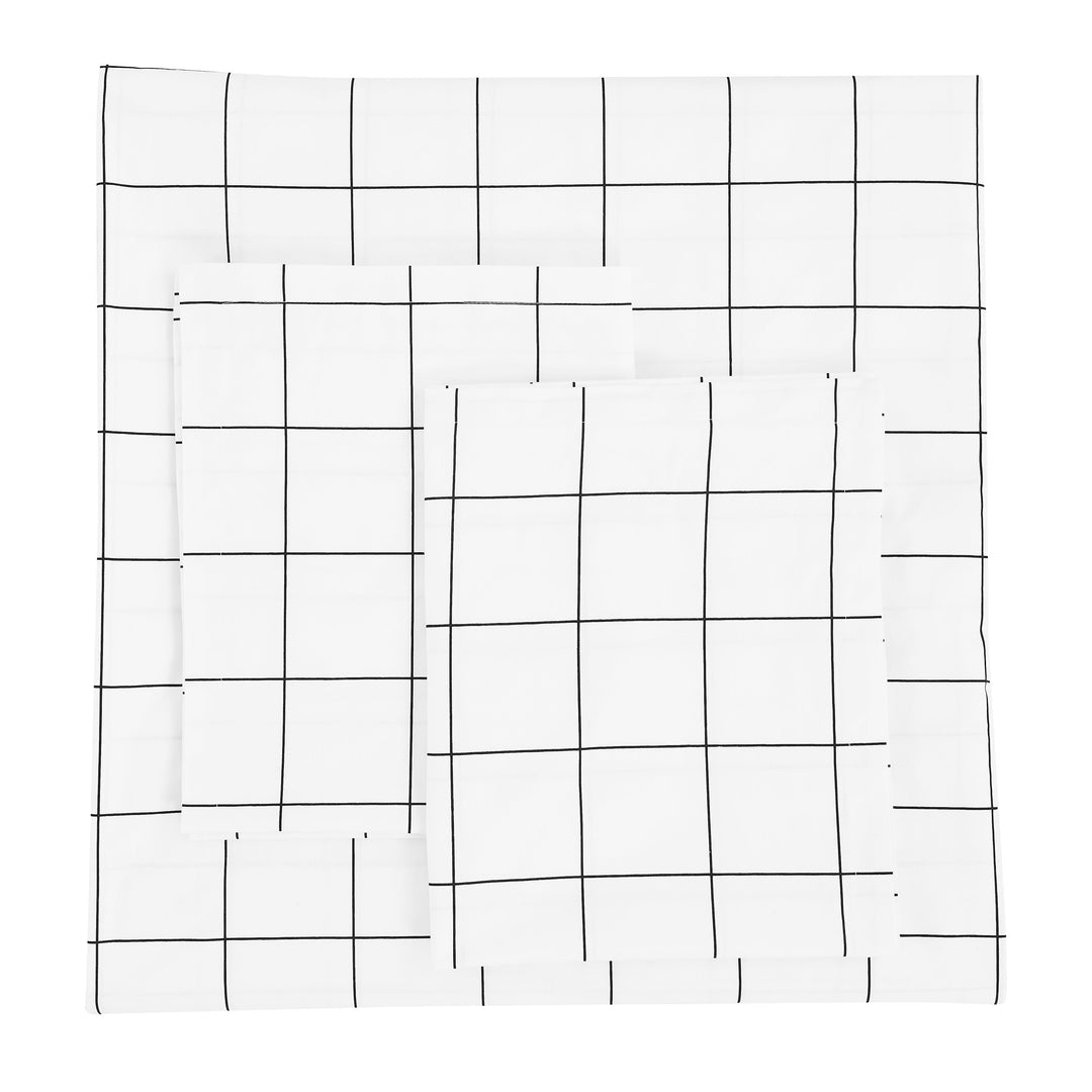 Grid Printed Cotton Percale Duvet Set