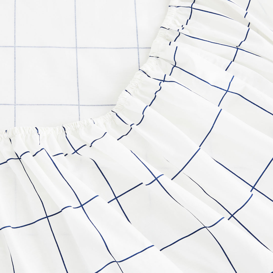 Grid Printed Cotton Percale Sheet Set