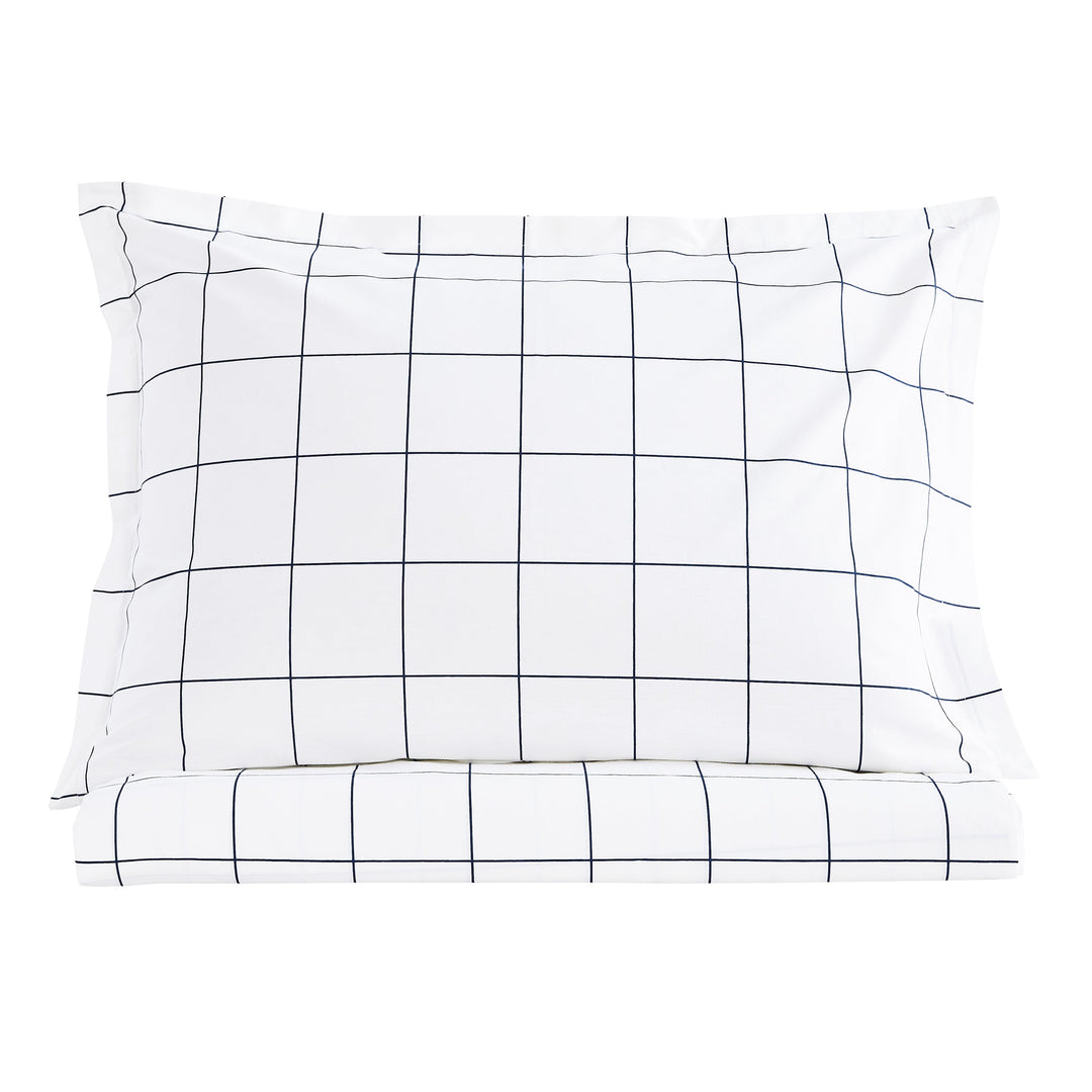 Grid Printed Cotton Percale Duvet Set