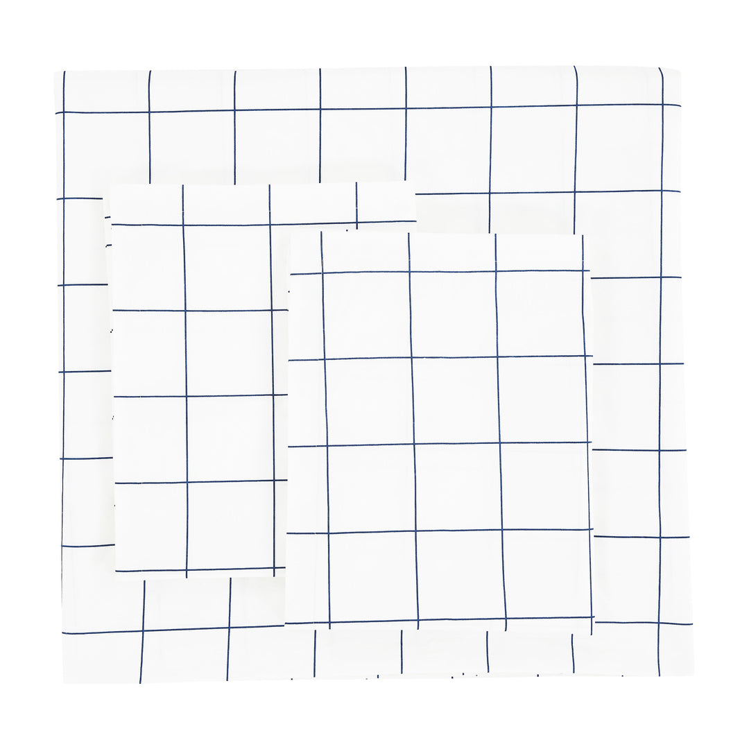 Grid Printed Cotton Percale Duvet Set