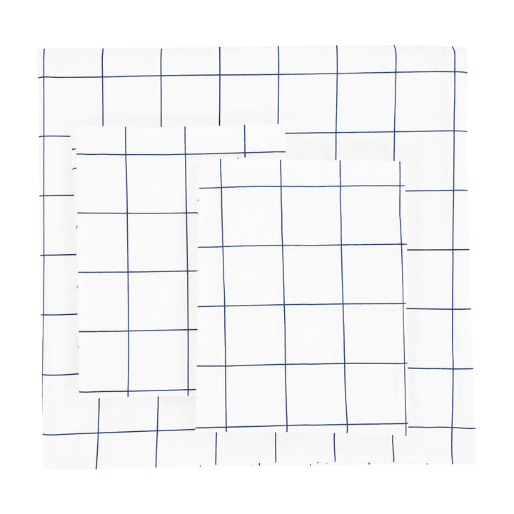 Grid Printed Cotton Percale Duvet Set