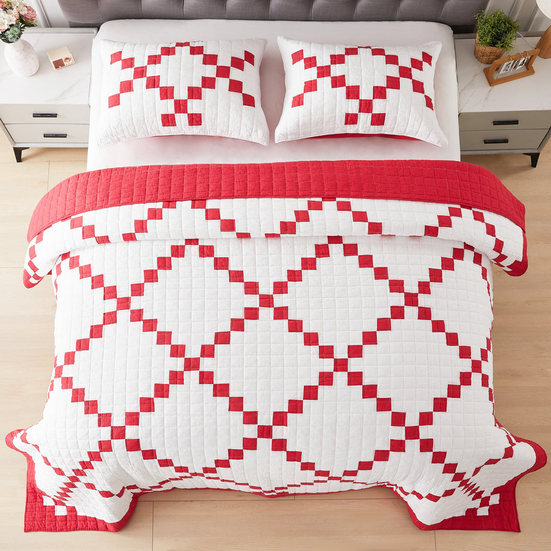 Irish Chain Patchwork Cotton Quilt Set