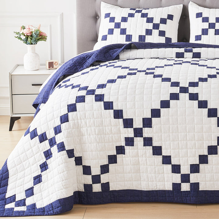 Irish Chain Patchwork Cotton Quilt Set