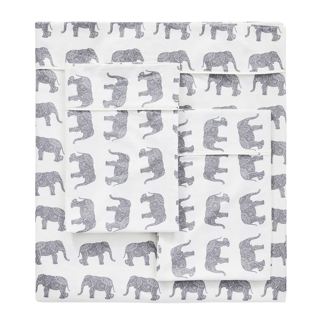 Elephants Flannel Sheet Set