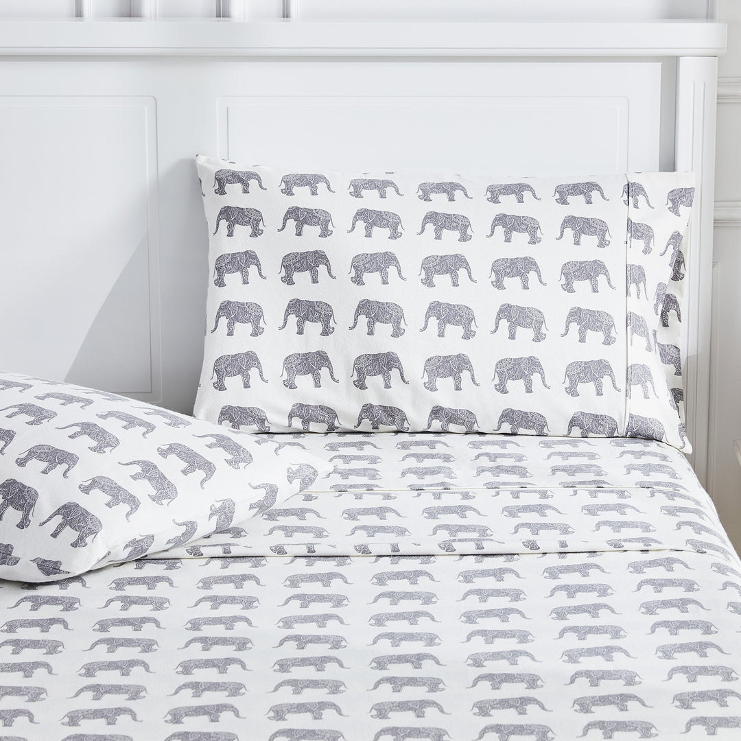 Elephants Flannel Sheet Set