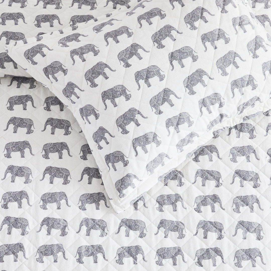 Elephants Cotton Flannel Quilt Set