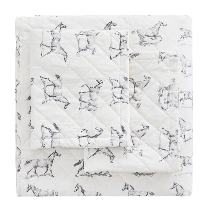 Horses Cotton Flannel Quilt Set