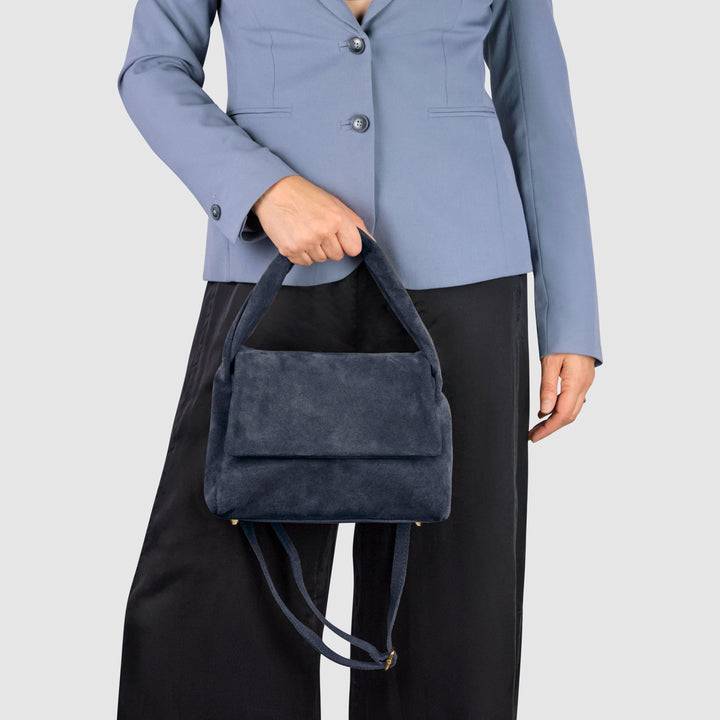 Suede Leather Top-Handle Bag