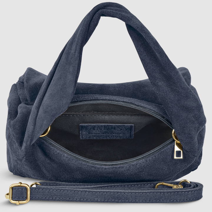 Suede Leather Top-Handle Bag