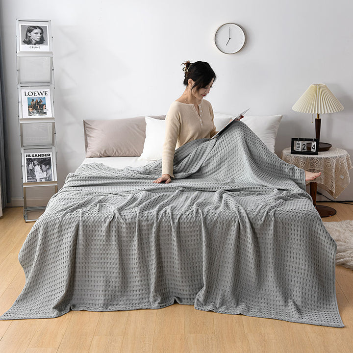Cotton Waffle Knit Chenille Towel Sofa Cover Blanket