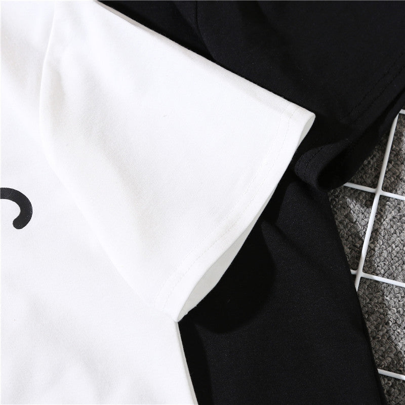 Loose White Couple Wear Short Sleeve