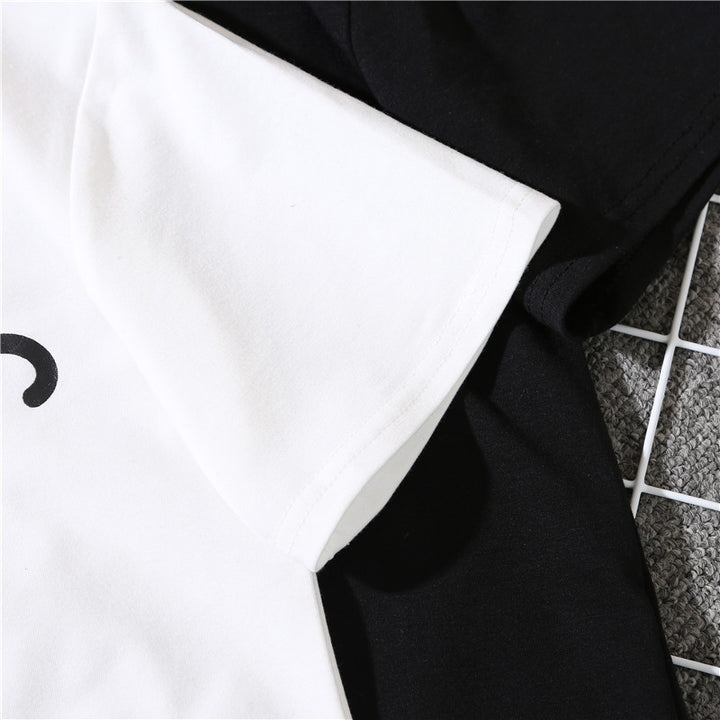 Loose White Couple Wear Short Sleeve