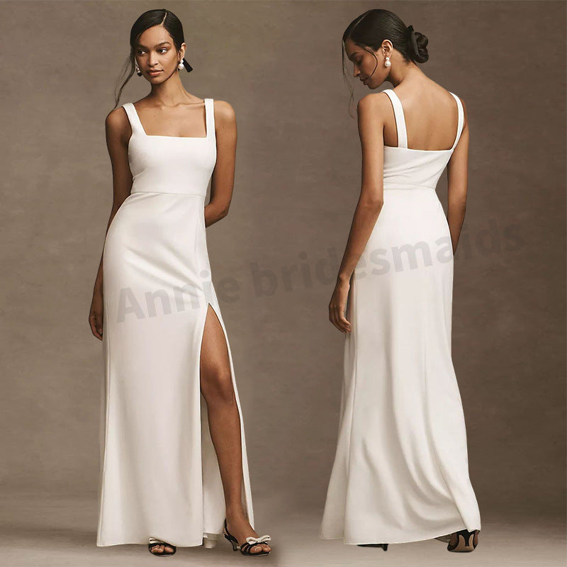 Satin Bridesmaid White High-grade Dress