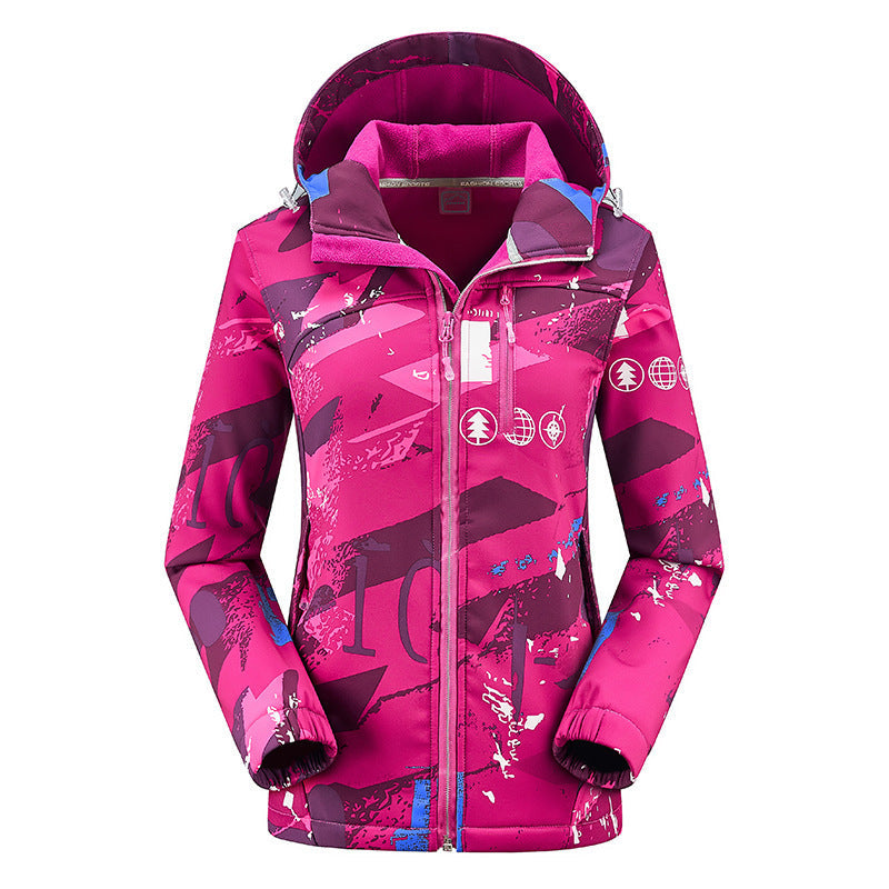 Couple Outdoor Hooded Jacket Color Matching