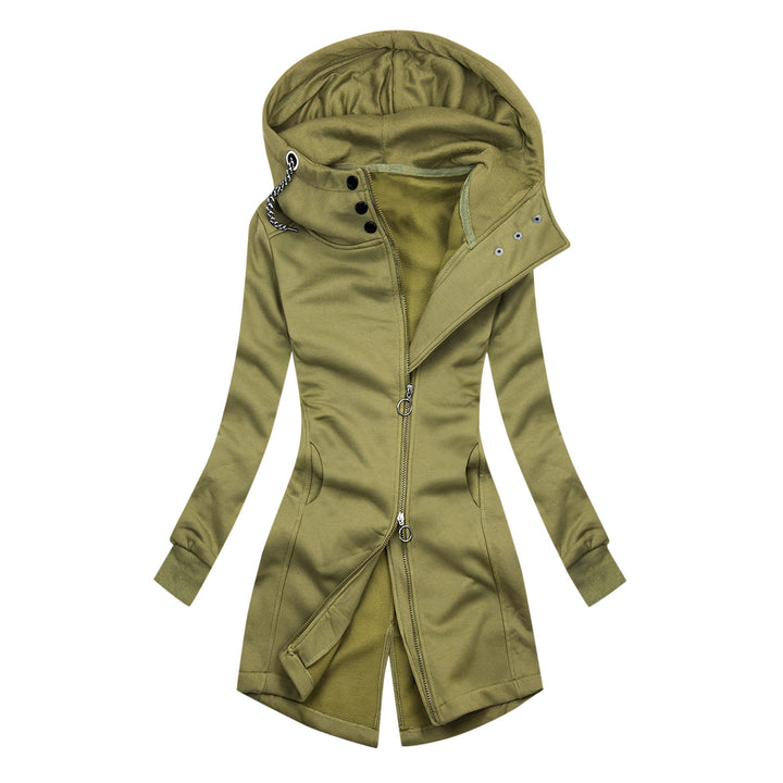 Pure Color Upper And Lower Double Slider Casual Fashion Women's Hooded Sweater