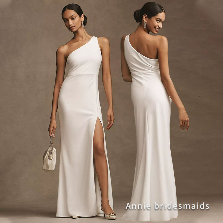 Satin Bridesmaid White High-grade Dress