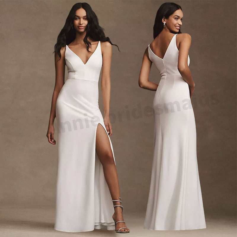 Satin Bridesmaid White High-grade Dress
