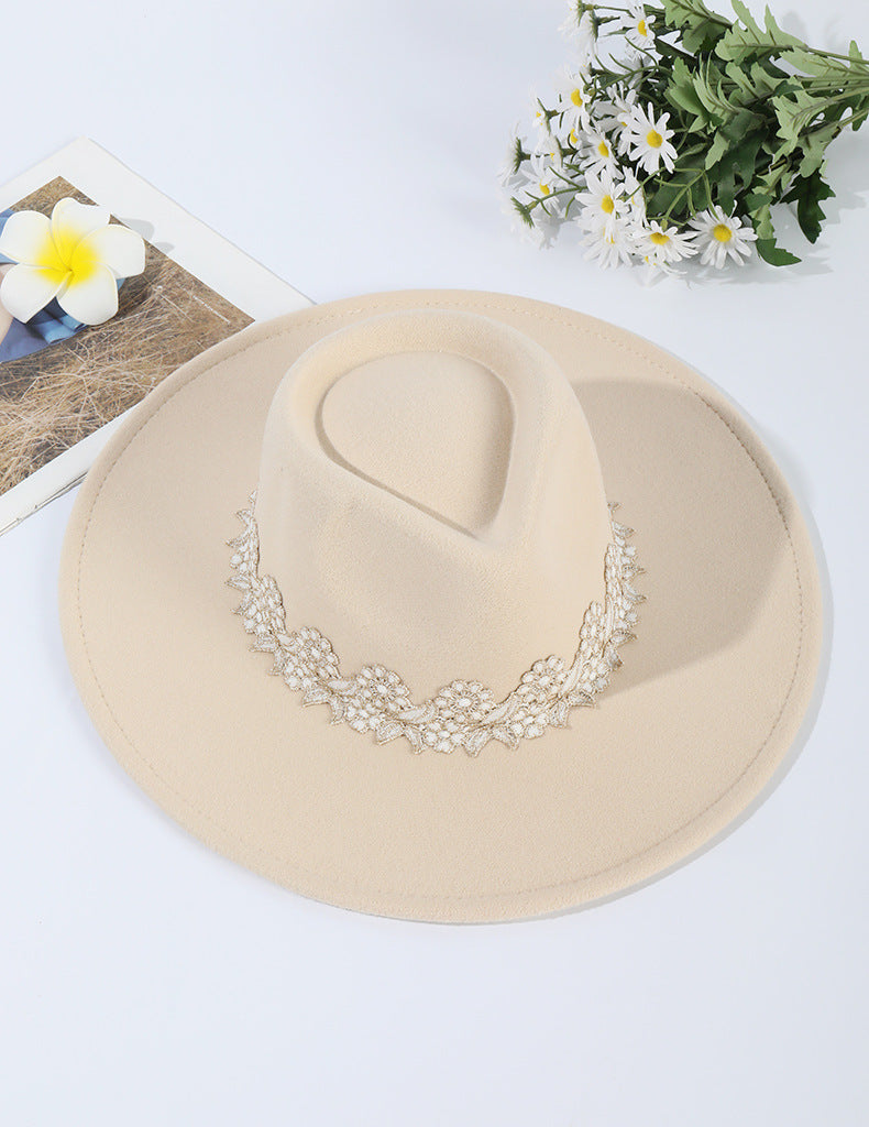 Broad-brimmed Hat Women's Fashion Lace Cowboy Hat
