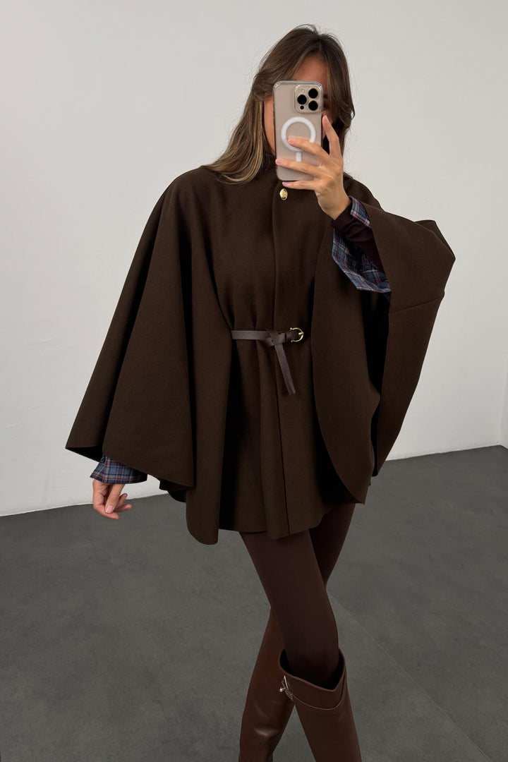 Woolen Cape Coat Mid-length