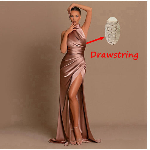 Graceful Stand Collar Long Dress