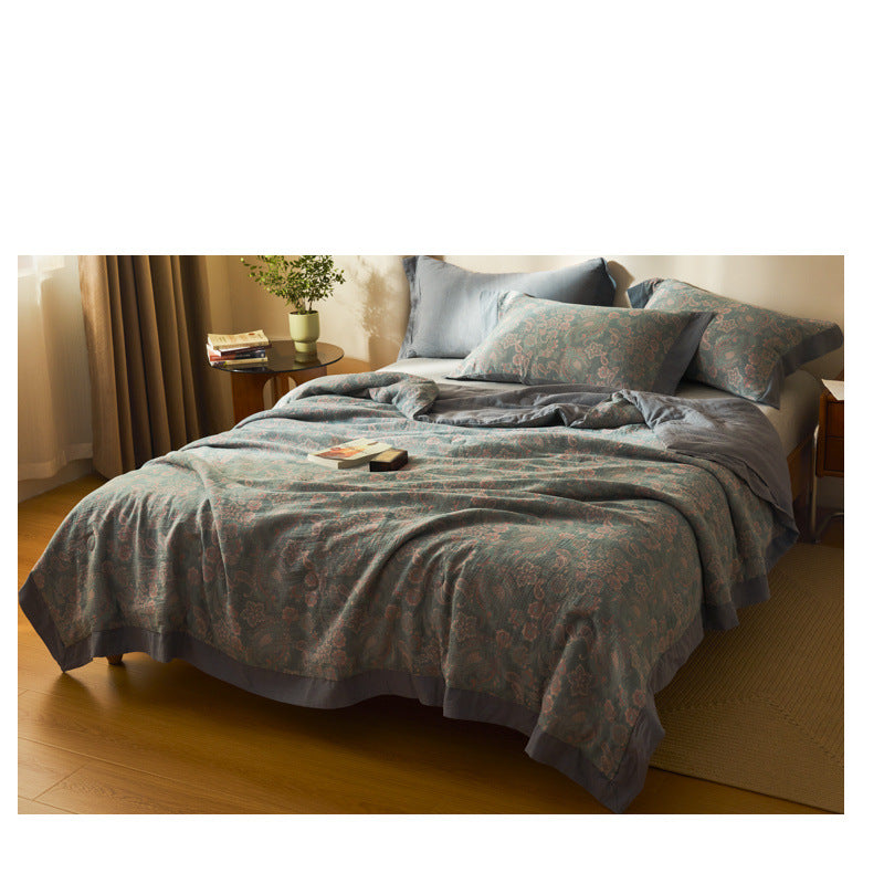 Cotton Class A Yarn-dyed Jacquard Double-layer Gauze Summer Blanket