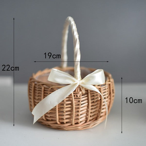Natural Simulation Woven Hand-held Flower Basket Bow