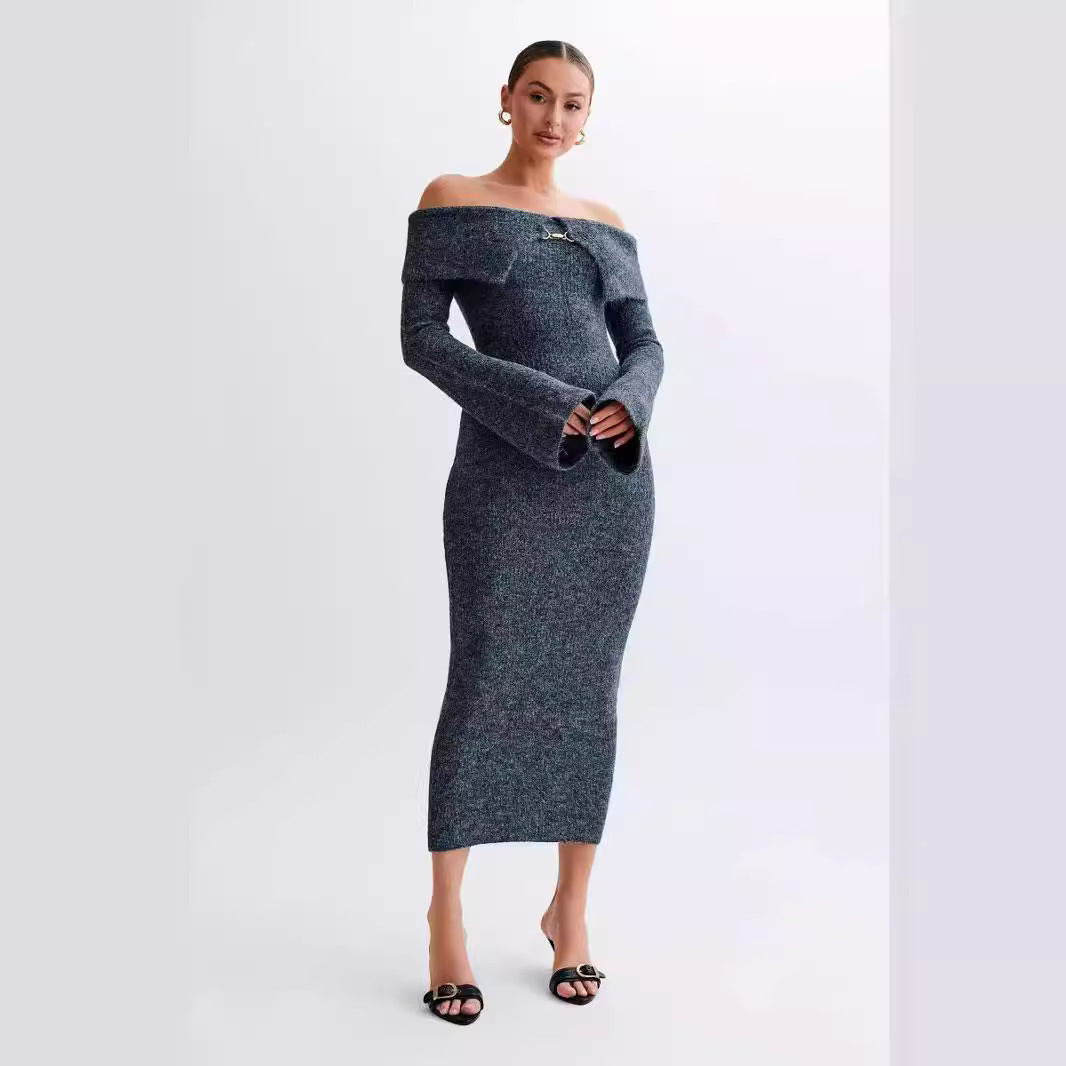 Off-the-shoulder Collar Dress.
