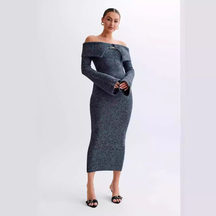 Off-the-shoulder Collar Dress.