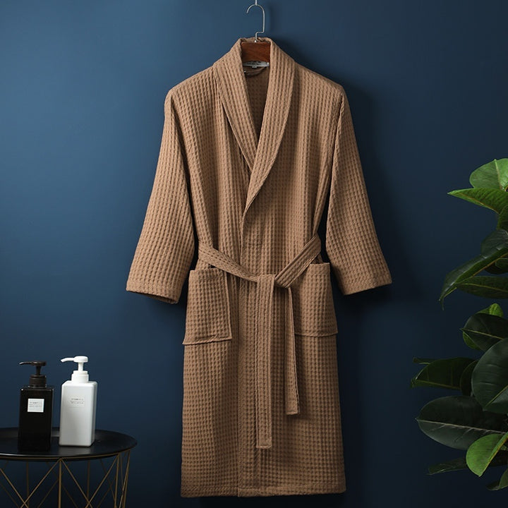 Pure Bathrobe Long Waffle Couple Cotton