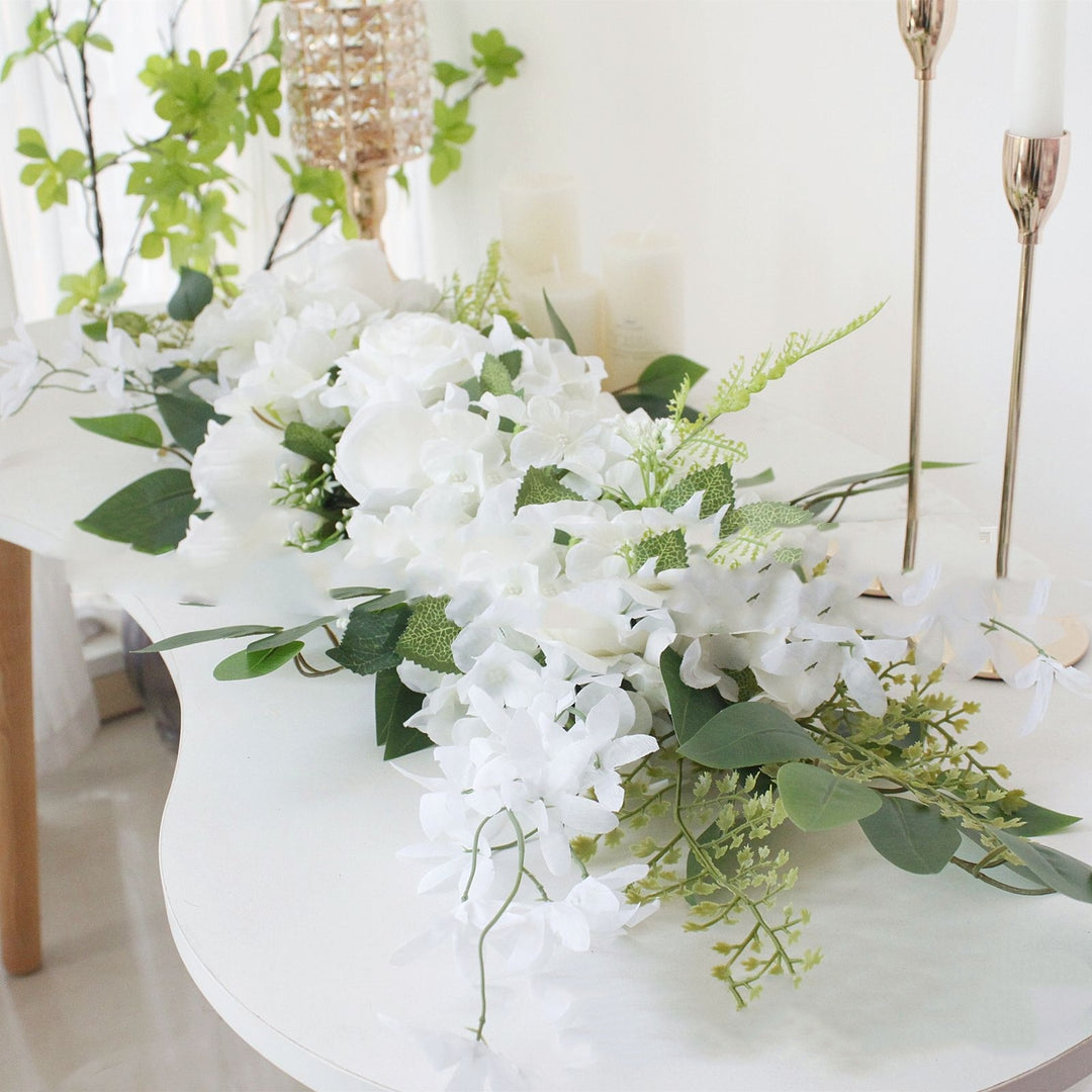 Silk Flower White Rose Wedding Arch Flower Chair