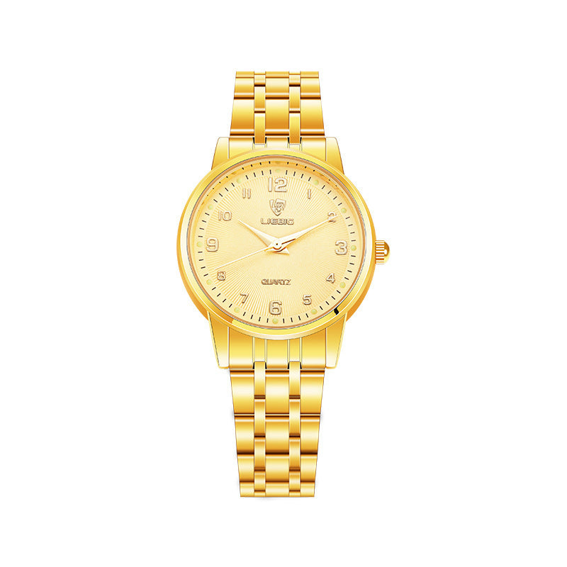Elegant Gold Couple Watches with World Time Feature