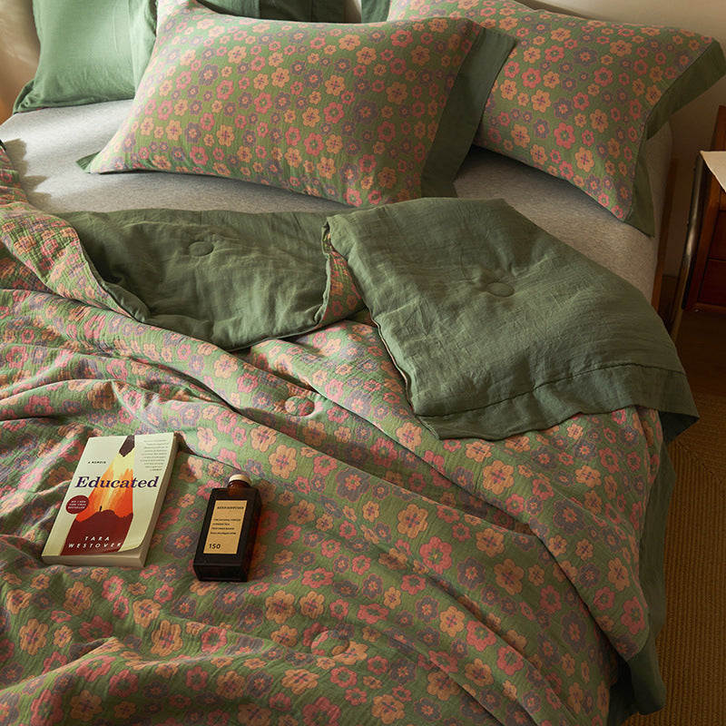 Cotton Class A Yarn-dyed Jacquard Double-layer Gauze Summer Blanket
