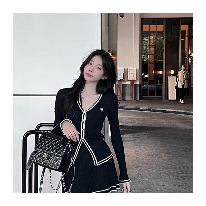Autumn Clothes Knitting Suit Pleated Skirt Two-piece Set