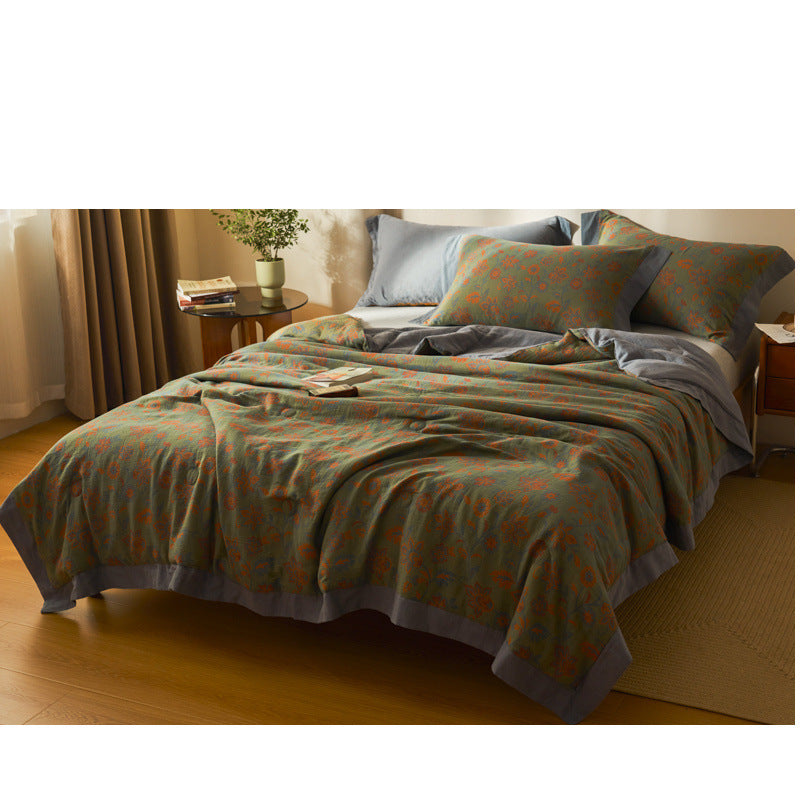 Cotton Class A Yarn-dyed Jacquard Double-layer Gauze Summer Blanket
