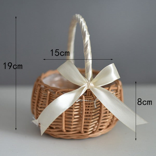 Natural Simulation Woven Hand-held Flower Basket Bow