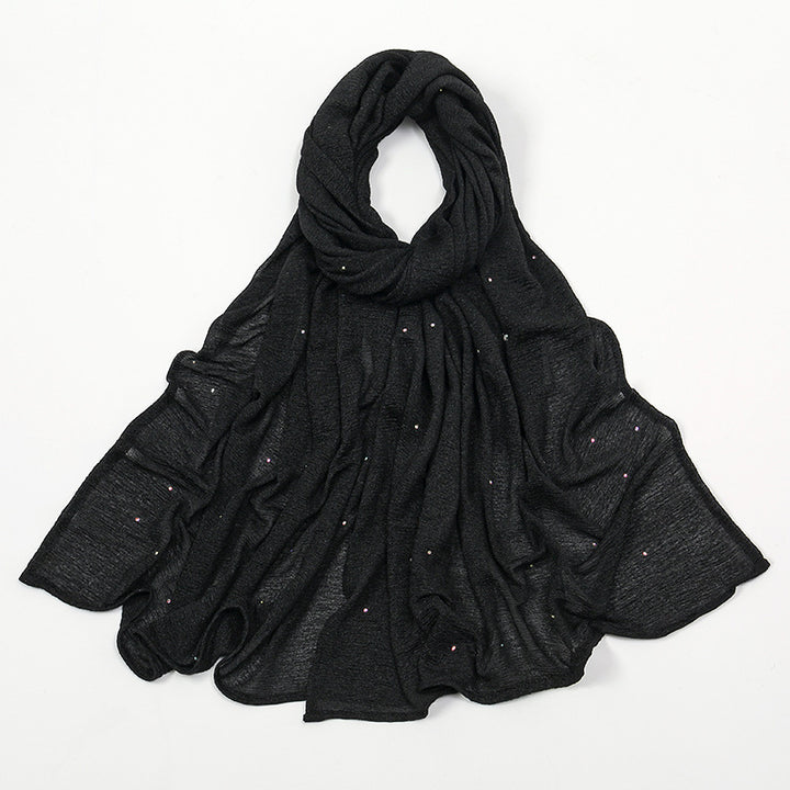 Hemp Wrinkle Starry Hot Rhinestone Headscarf Female Pleated