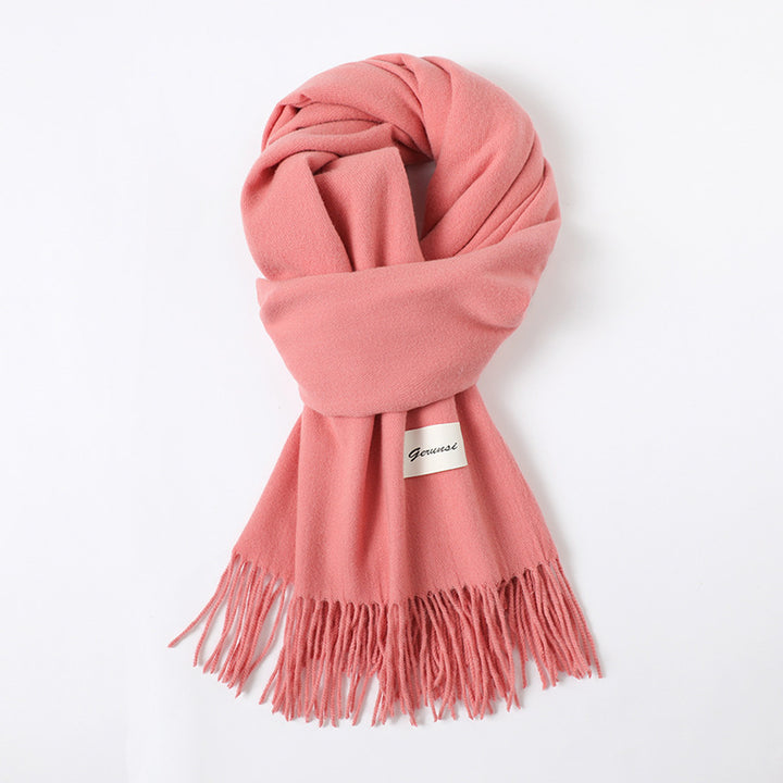 Simple Solid Color Tassel Shawl Autumn And Winter Warm Artificial Cashmere Scarf