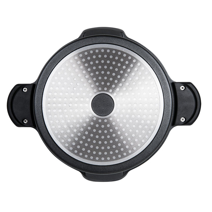 MASTERPAN Nonstick Stock & Pasta Pot With Glass Lid Strainer, 5 QT., 9" (23cm)