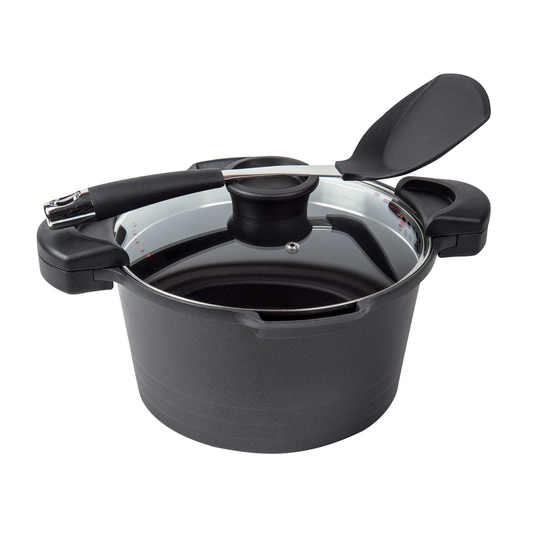 MASTERPAN Nonstick Stock & Pasta Pot With Glass Lid Strainer, 5 QT., 9" (23cm)