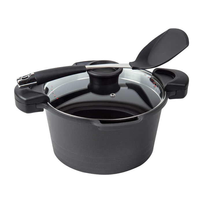 MASTERPAN Nonstick Stock & Pasta Pot With Glass Lid Strainer, 5 QT., 9" (23cm)