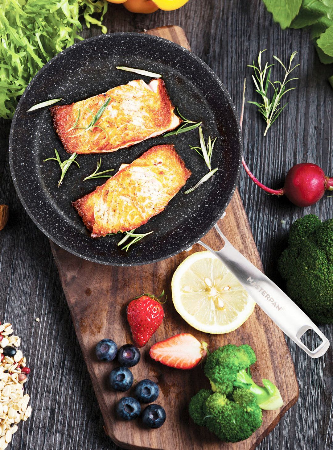 MASTERPAN Nonstick Granite Look Frypan & Skillet, 9.5" (24cm)