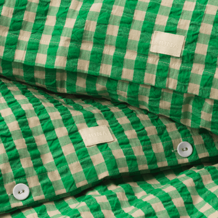 JUNA Bæk&Bølge Duvet Cover Set, Queen, Green/Sand